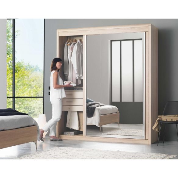 Armoire 2 portes coulissantes miroirs MULTY MEUBLES CELIO