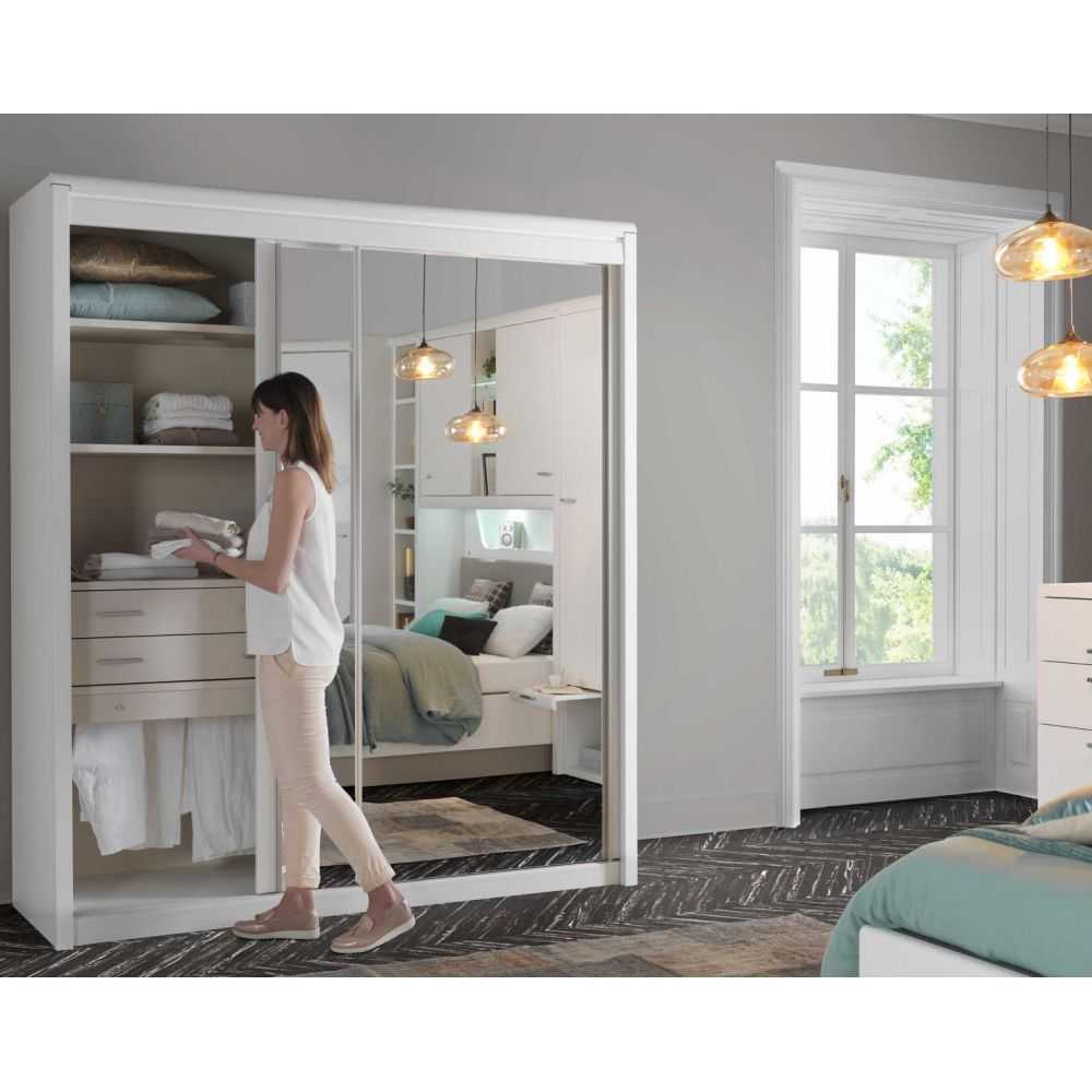 Armoire 2 portes coulissantes miroirs MULTY MEUBLES CELIO Brayé