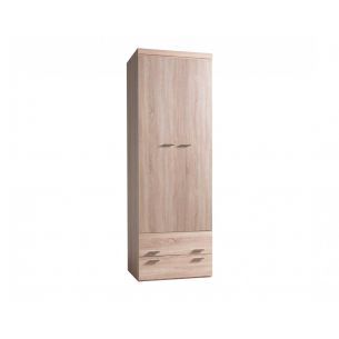 armoire moderne en bois avec vêtements : illustration de stock 1402668875