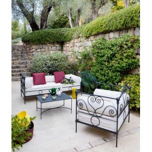 Fauteuil large en fer graphite AURORA UNOPIU