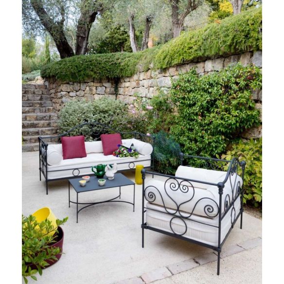 Fauteuil large en fer graphite AURORA UNOPIU