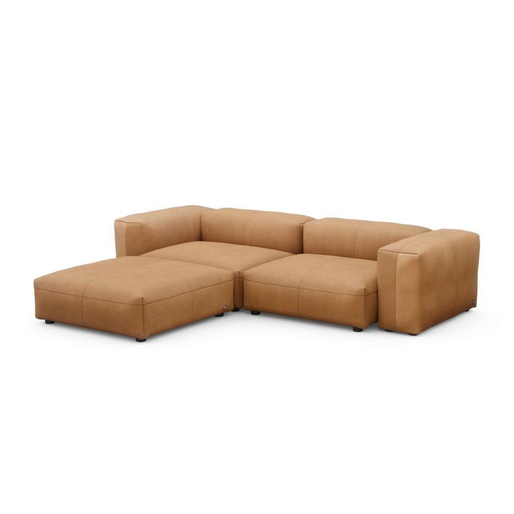 Canapé d'angle large Cuir 'brun' VETSAK