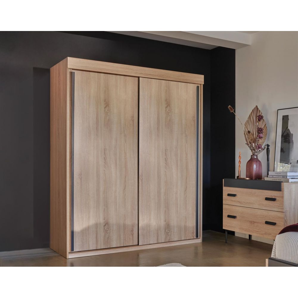 Armoire 2 portes coulissantes bois