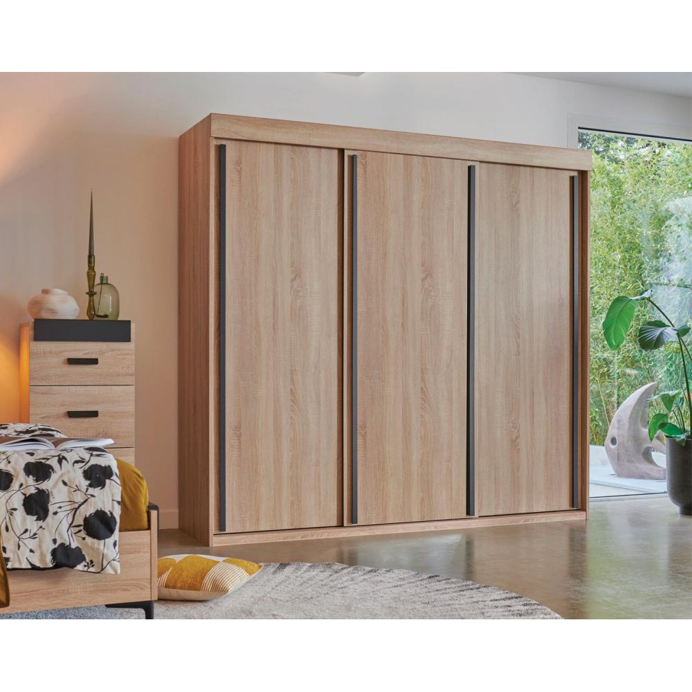 Armoire 3 portes coulissantes bois
