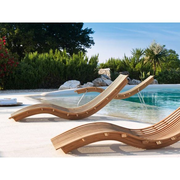 Chaise-longue empilable en teck SWING UNOPIU