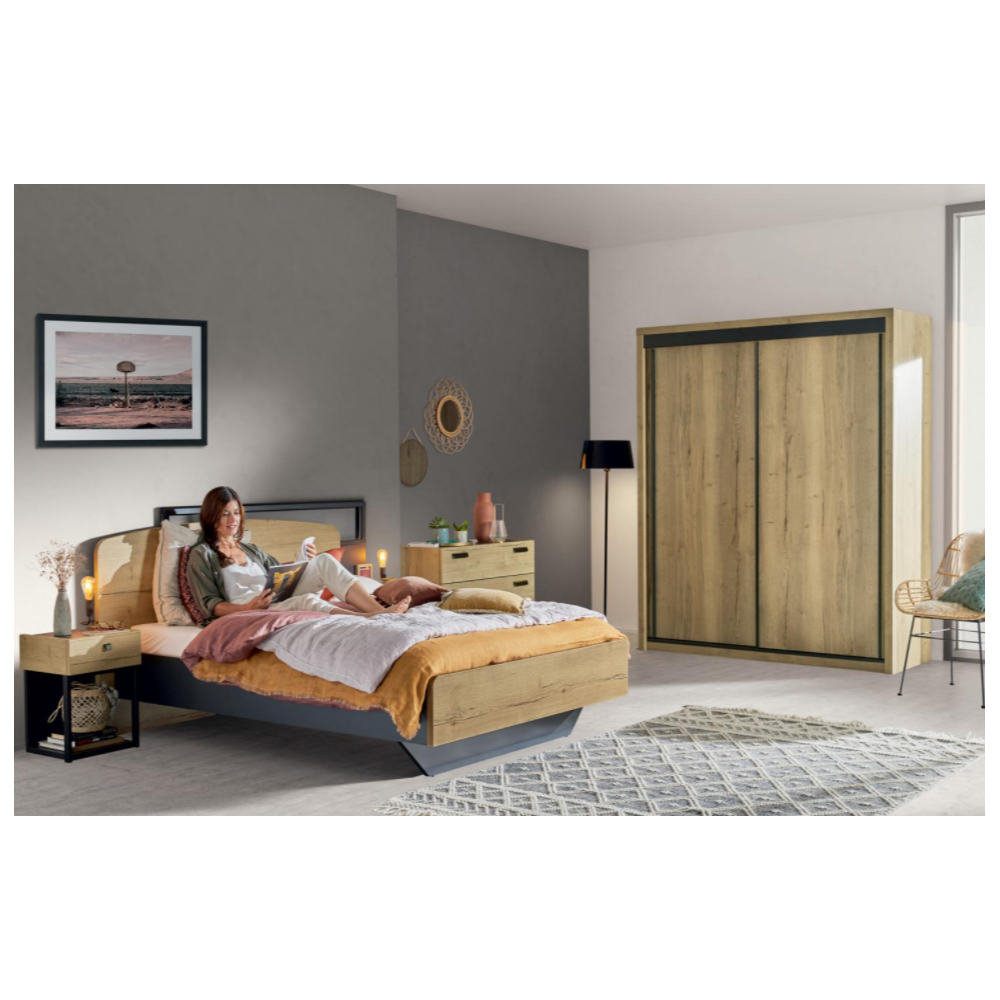 Armoire 2 portes coulissantes bois EIFFEL MEUBLES CELIO Brayé