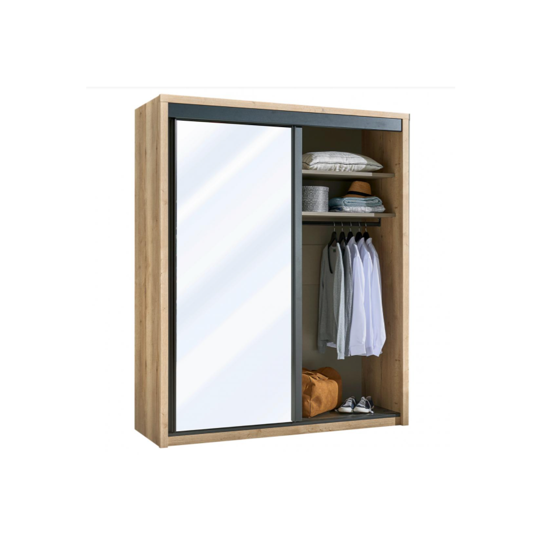 Armoire 2 portes coulissantes miroir EIFFEL MEUBLES CELIO Brayé