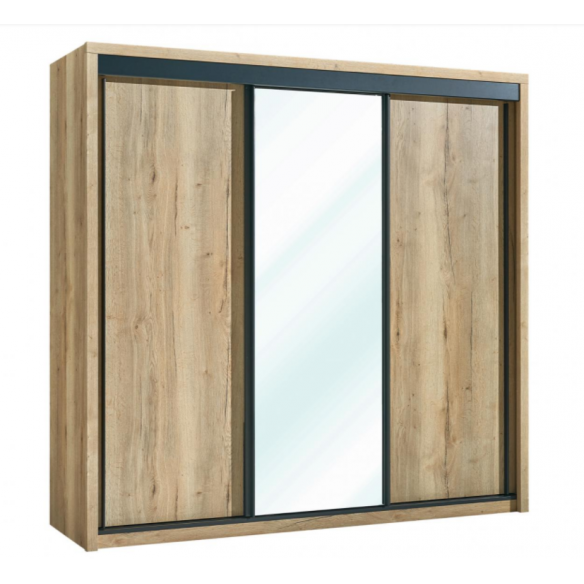 Armoire 2 portes bois 1 porte miroir coulissantes EIFFEL MEUBLES