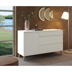 Venice - commode contemporaine haute chambre/salon/bureau - 45x40x111 - 5  tiroirs coulissants - meuble de rangement - sonoma - Conforama
